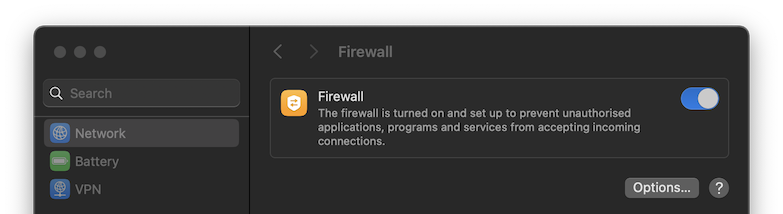 Firewall enabled
