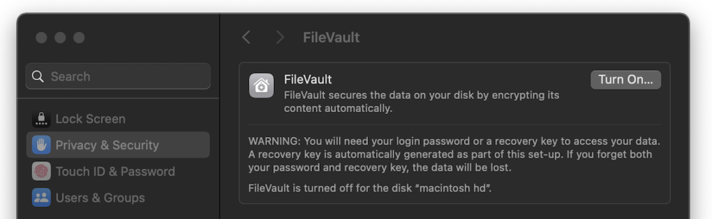 FileVault Enabled